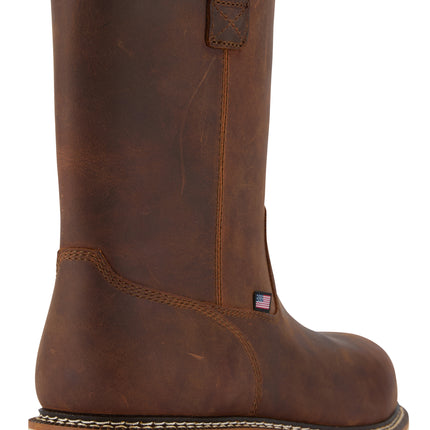 Made in USA Wellington waterproof composite toe work boot with globally sourced components for strength and all-day comfort.