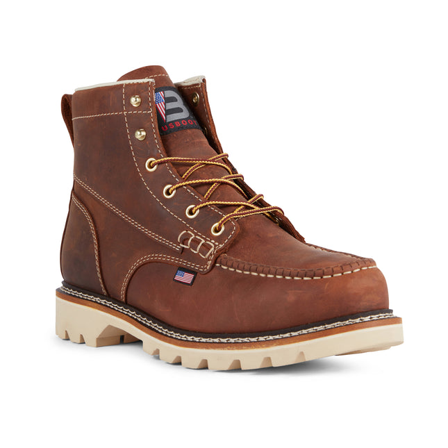 Brown US Boot 6" Alpha Composite Safety Toe Work Boot Style 27289, Crazy Horse leather, defined heel resoleable outsole, Goodyear welt construction, made in USA, ASTM F2413-24 rated