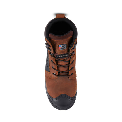Top view of US Boot Handler 6" Work Boot Style 3247, mesh comfort lining, Smartmask removable polyurethane shock-absorbing insole, composite safety toe, ASTM F2413-24 rated