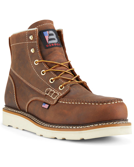 Bronze Brown US Boot Bravo Wedge Sole Composite Safety Toe Work Boot Style 27286, Crazy Horse leather, Goodyear welt construction, ML308C wedge outsole, ASTM F2413-18 EH rated, made in USA