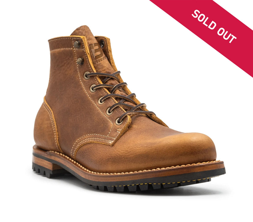 USA Tan Grizzly Plain Toe Made In USA