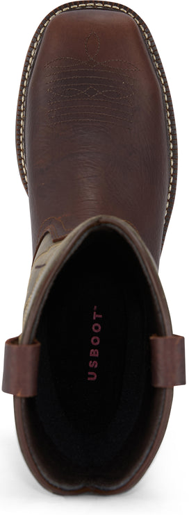 Made in USA Western waterproof steel toe work boot built with globally sourced components for protection and comfort.