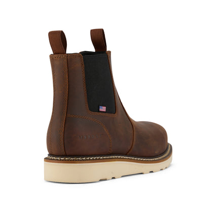 Back view of US Boot Logan Composite Safety Toe Work Boot Style 27288, Goodyear welt resoleable construction, Smartmask removable polyurethane shock-absorbing insole, non-metallic shank