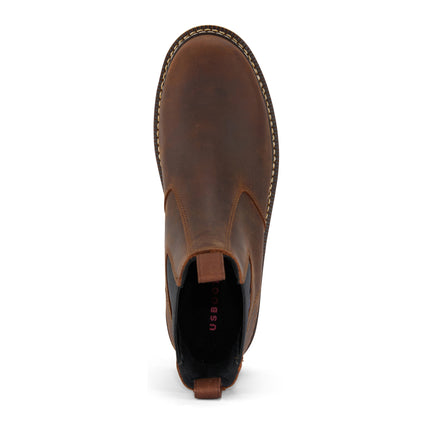 Top view of US Boot James Soft Toe Chelsea Work Boot Style 27293, elastic side panels, black mesh comfort lining, Smartmask polyurethane insole, non-metallic shank, no safety toe design