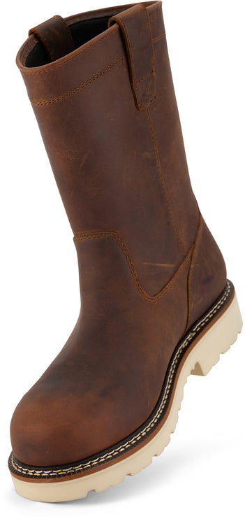 Durable Crazy Horse leather Wellington boot with Goodyear welt construction and Electrical Hazard safety rating.