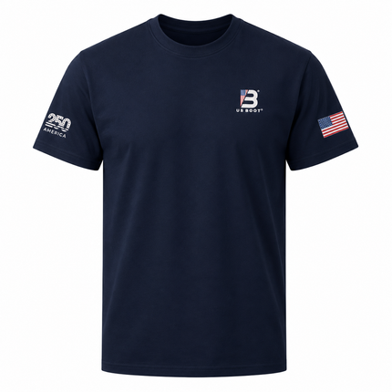 A navy blue short-sleeve crewneck t-shirt by U.S.