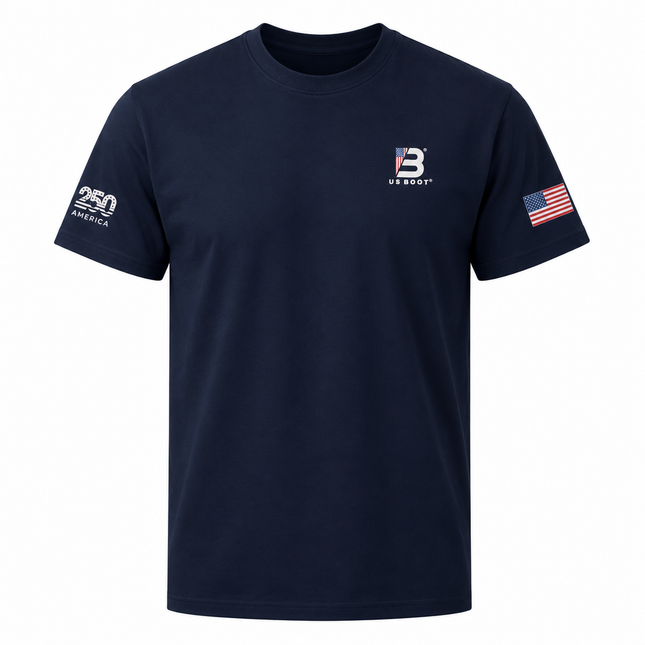 A navy blue short-sleeve crewneck t-shirt by U.S.