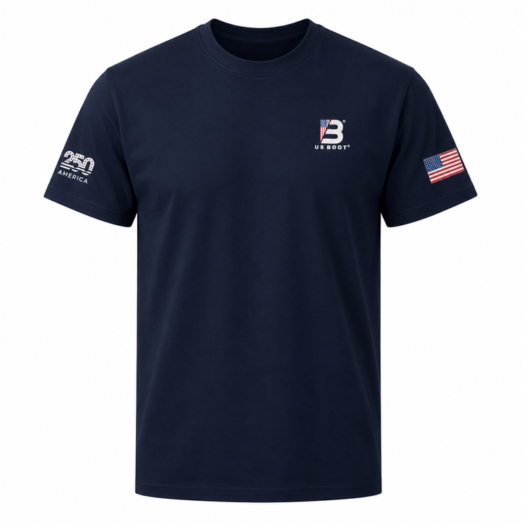 A navy blue short-sleeve crewneck t-shirt by U.S.