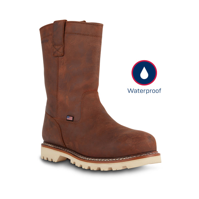 Brown US Boot 10" Condor Wellington Waterproof Work Boot Style 27291, Crazy Horse leather, composite safety toe, Goodyear welt construction, pull-on design, made in USA