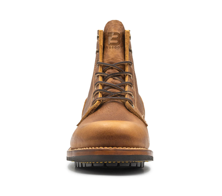 USA Tan Grizzly Plain Toe Made In USA